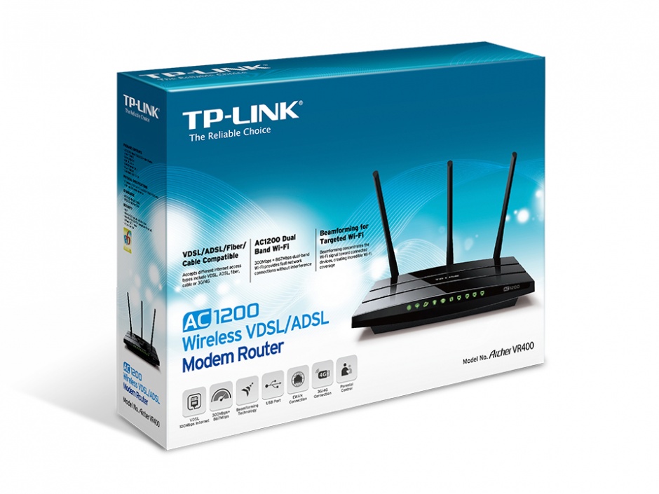 Imagine Router AC1200 Wireless VDSL/ADSL Modem, TP-LINK Archer VR400